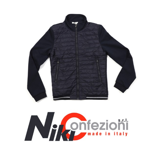 Customizable Man Jacket Blue Color For Everyday Usage Made In Italy Clothing With Nylon And Cotton