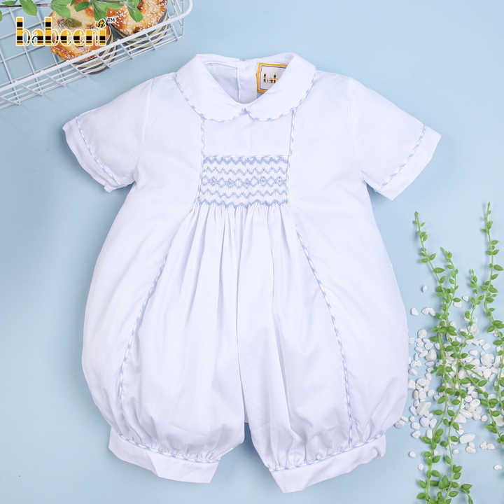 Smocked bubble romper for baby boy - BB1652